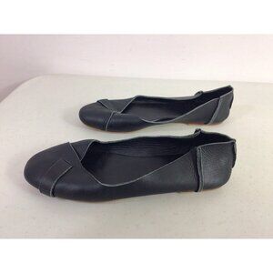Elf Shoes Black Leather Ballerina Flats Womens 8